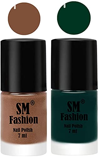Image of Long Lasting Nail Polish | Nail Paint Combo 7 ml Each) - Set of 2 Tan-Dark Green