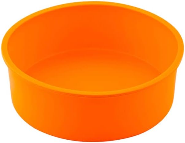 SEIWEI Silicone Cake Pan Baking Bakeware Mold Nonstick Round Bread Tray Moulds Quick Release Kitchen Tool for Layer Cake Chocolate Cake yellow 6 Inch