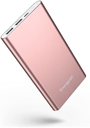 EnergyQC Pilot 4GS Portable Charger, Fast Charging 12000mAh Power Bank Dual 3A High Speed Output External Battery Pack Compatible with iPhone 13/12/11/X Samsung S10 and More - Rose Gold