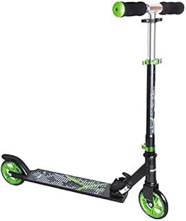 Muuwmi Aluminium Scooter - Kickscooter, 125 mm wheel size, ABEC 5 ball bearings, height adjustable, black-green, for kids and adults, City Scooter