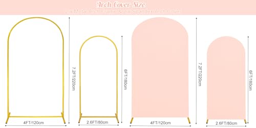 7.2FT, 6FT Wedding Arch Stand and Matching Light Pink Spandex Fitted Arch Backdrop Cover Set, Round Top Chiara Backdrop Stands and Covers for Birthday Party Baby Shower Banquet Decor (Light Pink) by JALANCY - Image 2