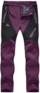 TBMPOY Women's Windproof Waterproof Snow Pants Outdoor Hiking Fleece Pants(01purple,us XL)