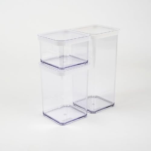 Rotho Loft 3er-Set Vorratsdosen verschiedene Größen, lebensmittelechter Kunststoff (PP) BPA-frei, transparent/weiss, (21.2 x 11.4 x 23.5 cm)