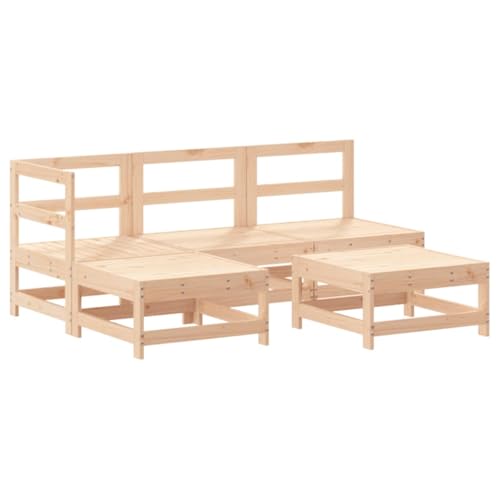 vidaXL 5 Piece Garden Lounge Set - Solid Pine Wood Outdoor Furniture for Garden, Patio, Terrace with Slatted Design
