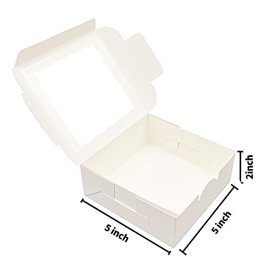 Qulit 50Pcs 5X5X2 Inch Cookie Boxes With Window White Bakery Boxes Pastry Boxes For Macaroon Dessert Cupcake Donut Pastry Muffins #TOP1
