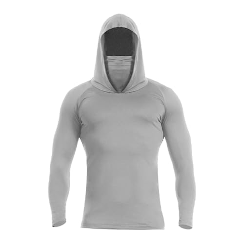 Men's Sun Protection Hoodie Shirts with Mask, UPF50+ Long Sleeve Rash Guard, Athletic Running Fishing Shirts4