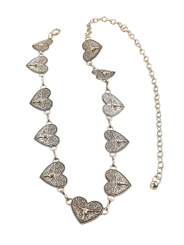 MakeMeChic Women's Heart Linked Chain Belts Western Metal Waist Belt For Jeans Dresses