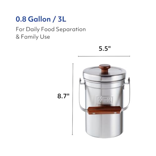 Cubo de compost de acero inoxidable para cocina y contenedor compacto de compostaje con tapa 8