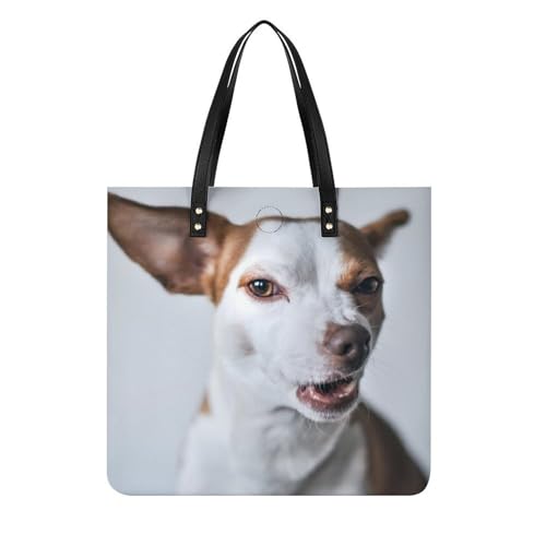 Tote bag chien drôle pour femme idéal pour le voyage et le shopping quotidien 39x39cm