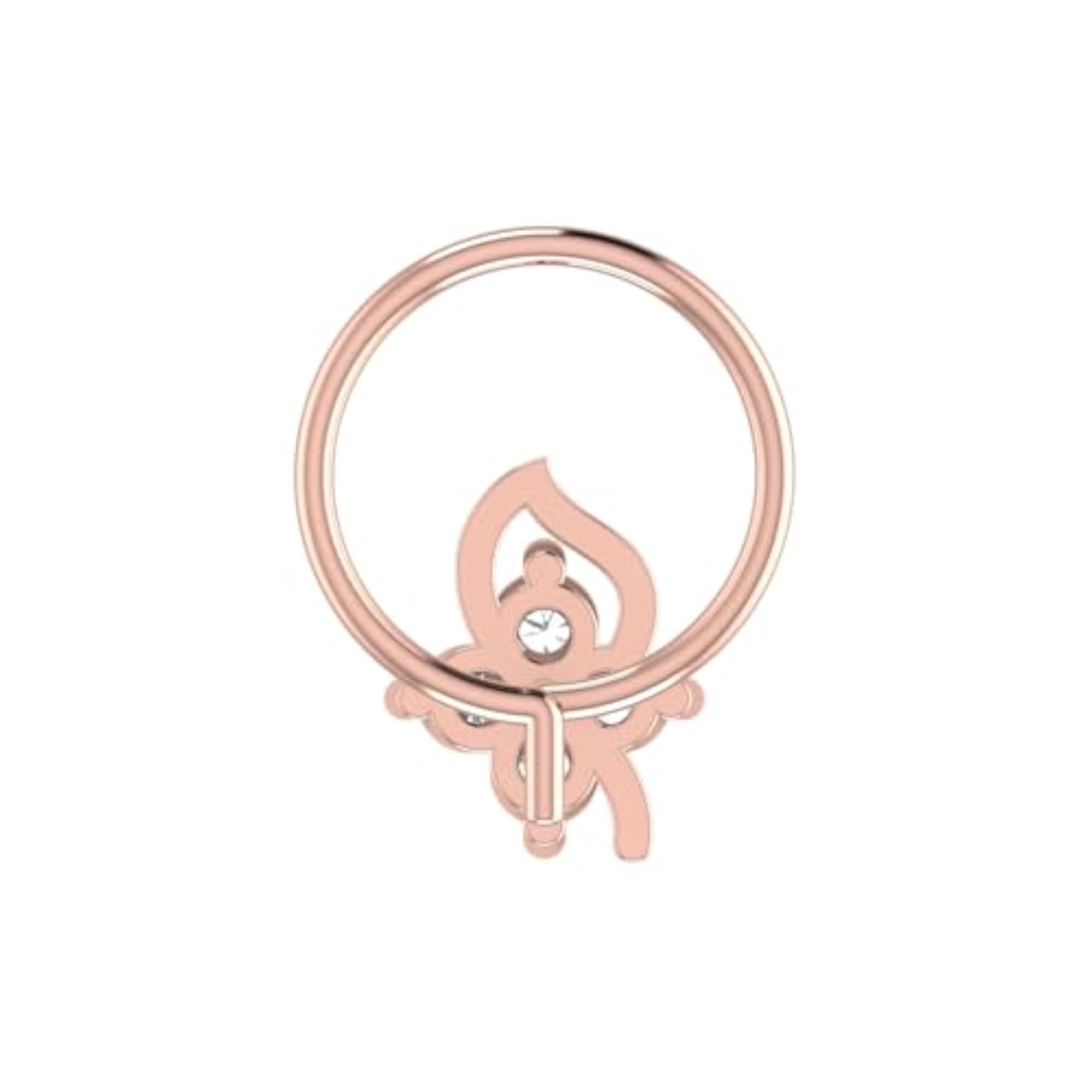 Women's 14Kt Rose Gold Stud Nose Ring, Elegant