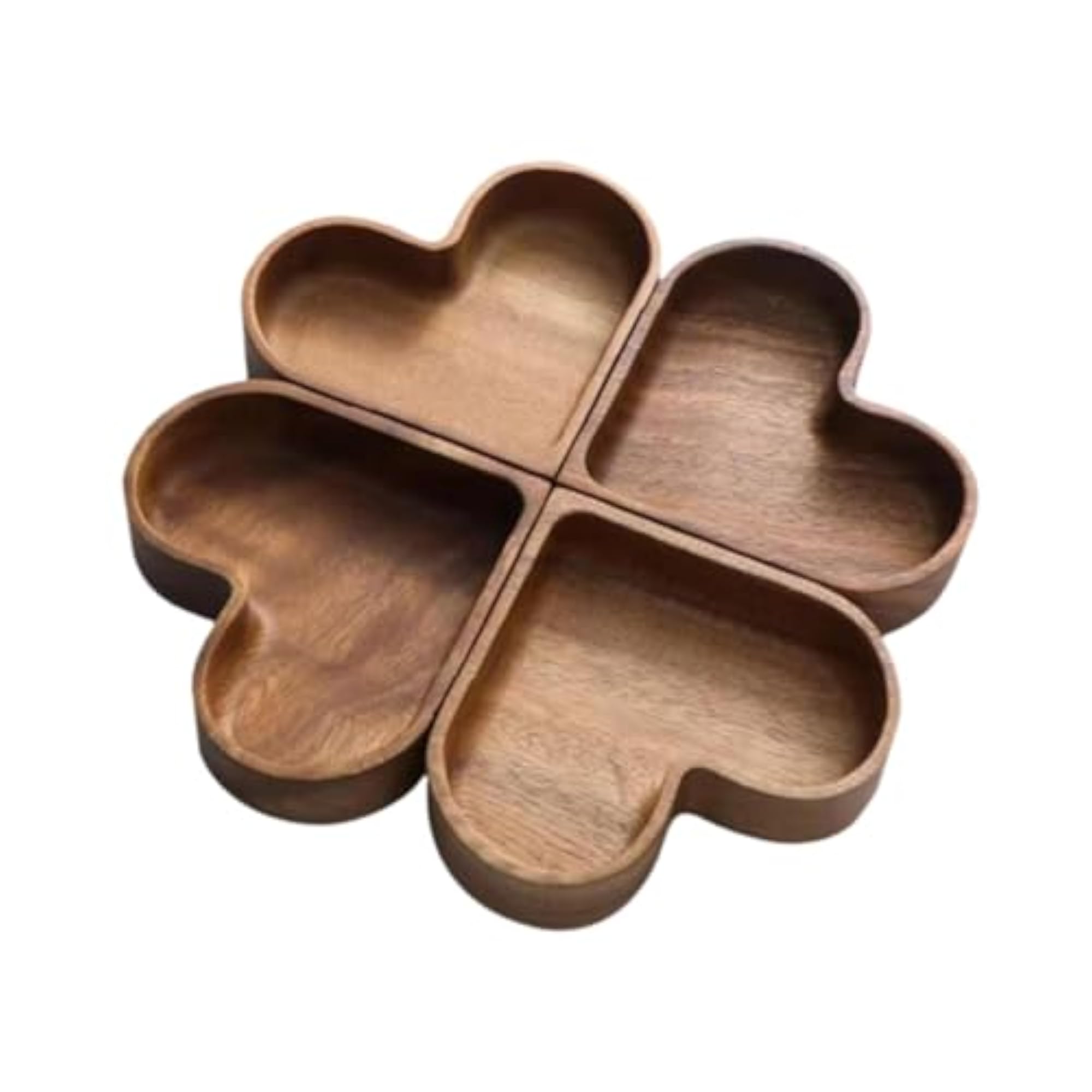 4Pcs Heart Shaped Serving Tray Wood Bowl Set