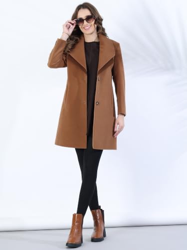 Image of PLAGG Women's Notched Lapel Long Overcoat