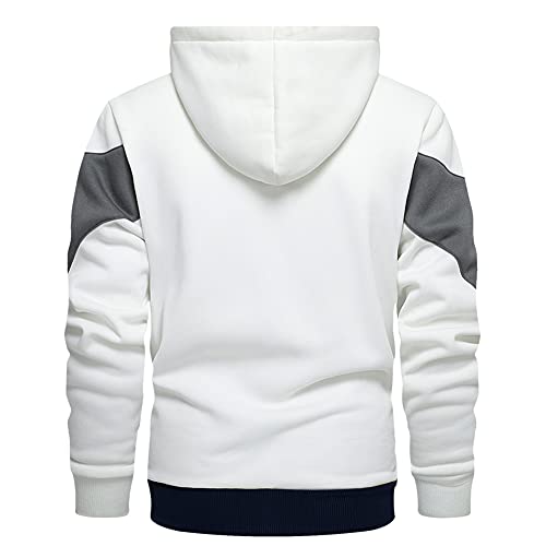 Duofier Men's Hoodies Lined Full-Zip Hooded Fleece Sweatshirt For Autumn, White-M #TOP3