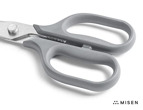 Misen Heavy Duty Kitchen Shears - Versatile Kitchen Scissors for Meat, Poultry & More - Easy Clean Kitchen Shears/Scissors - Ambidextrous Comfort Handle - Gray