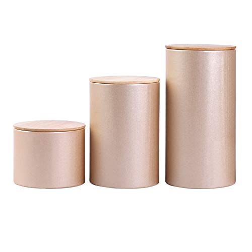 Paquete de 3 tubos de almacenamiento para té suelto con tapa de madera, grabado personalizado, etiqueta, servicio de impresión Cover