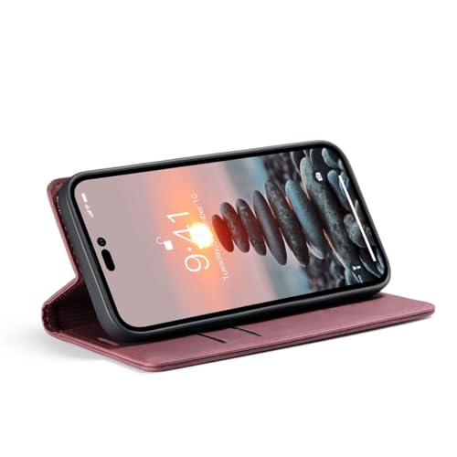 Étui König Design iPhone 15 Pro Max clapet bordeaux robuste - 5