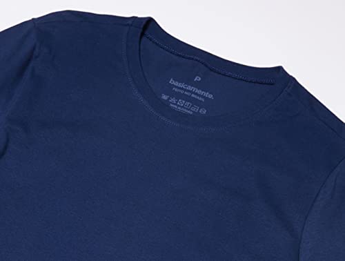 Kit 3 Camisetas Básica, basicamente., Masculino, Azul Marinho, G