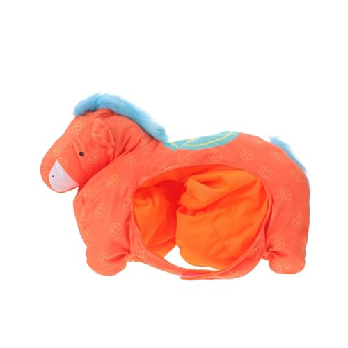 Chapeau de cheval en peluche orange costume tête mascotte pour spectacle