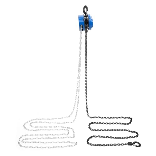 Palan à chaîne 1000 kg - Palan à chaîne manuel - Ascenseur manuel - Bloc de chaîne en acier - Hauteur de levage : 4 m - Pour usines, fermes, garages, entrepôts, etc - Bleu