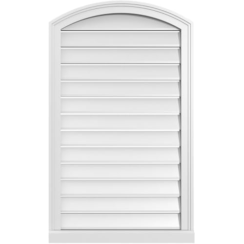 Ekena Millwork GVPAR24X4003SF Arch Top Surface Mount PVC Gable Vent, Factory Primed White