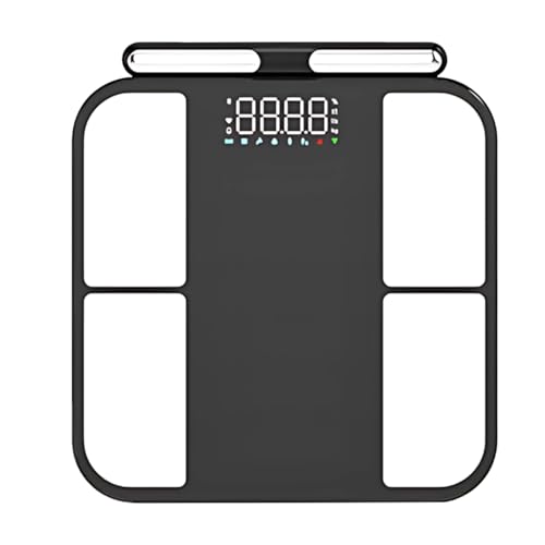yeeplant Báscula de grasa corporal con doble frecuencia y 8 electrodos, 56 métricas, ajuste perfecto para el baño, dimensiones de 11.8 x 12.8 pulgadas