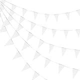 Consummate 100 Feet White Blank Pennant Banners Flags String Hanging Triangle Bunting DIY Flags for Grand Opening,Wedding,Kids Birthday,Party Decorations,60 PCS