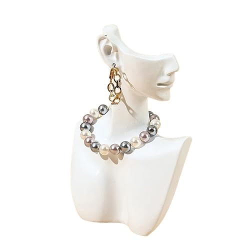 Busto Maniquí Para JoyeríA 1 espositore for gioielli in resina con testa di manichino, busto, ritratto, collana, bracciale, portagioie(White S)