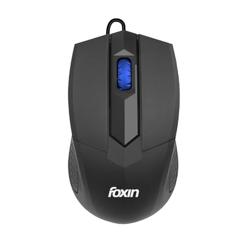 Foxin Wired Mouse Grip | 1200 DPI Optical Sensor | Plug & Play USB | Ergonomic & Lightweight (62g) | 1.2M Cable | 3 Buttons | Silent & Durable | Wired Mouse for Laptop, Desktop, PC & Gaming Use