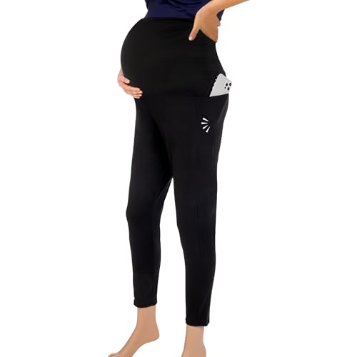 SUPPORTSMART - SUPPORTSMART Maternity Leggings with Pockets - Over the Belly Pregnancy Active Wear Workout (US, Alpha, Large, Regular, Regular, Black) - Best Deal on Amazon