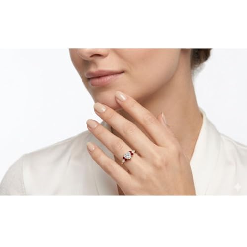 Image of Choose Your Color Heart Shape Accented 14k Yellow Gold Plated Engagement Ring Side Stone Daily Wear Chakra Healing Party Wear Birthstone Engagement Rings : US Size 4 to 12