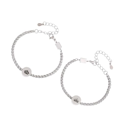 [Xinsheinelry] Stainless Steel Adjustable Crown Couple Bracelets for Lovers to Celebrate Special Moment and Enhances Atmospheres