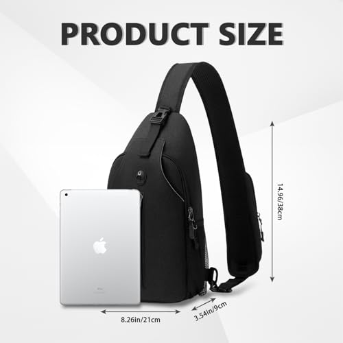 Aucuu Sling Rucksack, Brusttasche Sling Bag Klein, Schultertasche, Multipurpose Crossbody Bag, Crossbody Umhängetasche mit Kopfhörerloch, Schulterrucksack für Wandern Reisen Klettern Herren Damen