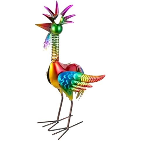 giole Metal Wacky Rooster Garden Statue, 18'' Rooster Decor Yard Statue Decorations Outdoor, Chicken Yard Art for Outside, Patio, Backyard, Lawn(Colorful) Cover