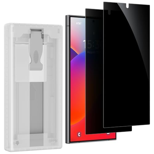 posidentists for Samsung Galaxy S24 Ultra Privacy Screen Protector,2 Pack PET Film [Not Glass],25° Anti-Spy S24 Ultra Screen Protector,Auto Dust-Elimination Installation, Bubble Free,Case Friendly