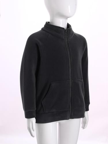 TiaoBug Kids Girls Boys Zip Up Fleece Jacket Warm Thermal Winter Coat Casual Solid Sweatshirt Outwear with Pocket4
