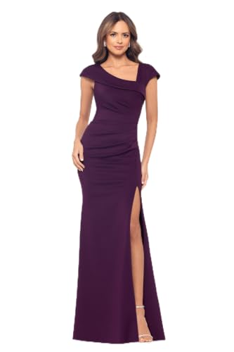 Image of Xscape Women's Xscape Women's Stretch Crepe Sweetheart Neck Off the Shoulder Ruffle High-Low Dress