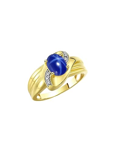 Rylos 14K Yellow Gold Ring with Oval 9X7MM Gemstone & Diamonds - Classic Design Color Stone Jewelry for Women in Gold, Sizes 5-103