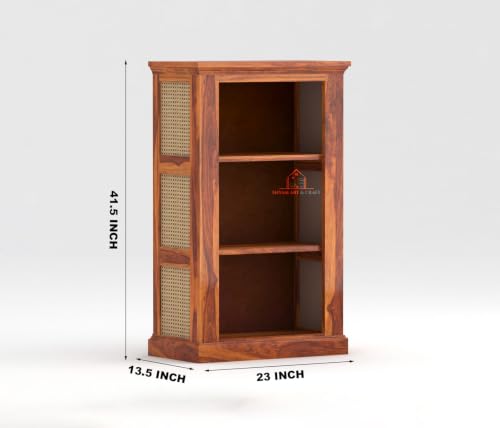Image of SHYAM ART & CRAFT Solid Sheesham Wooden Bookshelf | Book Shelf Cabinet for Home & Office Living Room | Pre Assembled Semi Open Bookshelf (Honey Finish)