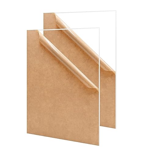 DMJOULI Clear Acrylic Sheet A3 Transparent Perspex Sheet,1mm Thick Panel Plastic Sheet Square Acrylic Discs for Picture Frame Glass Replacement, Display Projects, Painting, DIY Craft(2pcs)