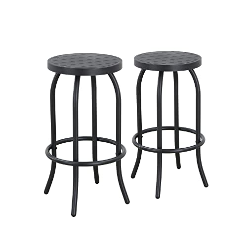 Image of LOKATSE HOME Outdoor Patio Bar Height Stool Metal Bistro Chair Counter Footrest, Set of 2