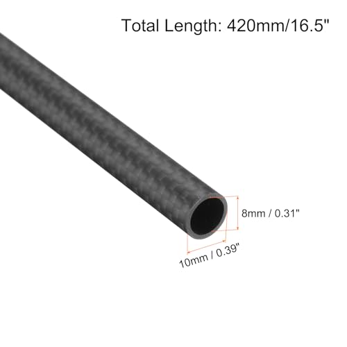 QUARKZMAN 1 Stück Kohlefaserrohr 8 x 10 x 420 mm Matte Oberfläche Stab 3K Rollgewickeltes reines Kohlefaser-Rundrohr für RC-Flugzeug Multicopter Quadcopter