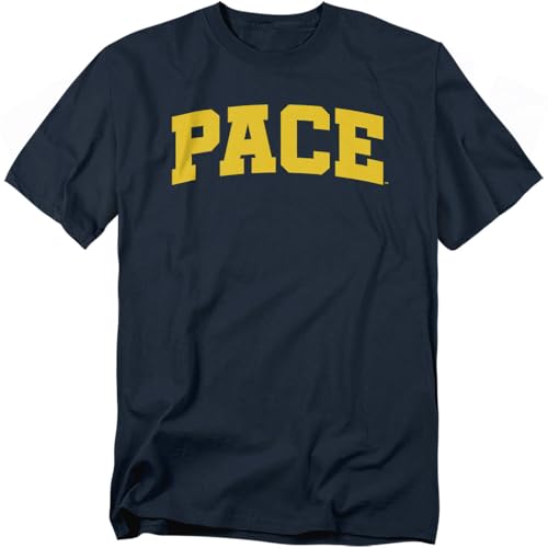 Pace University School Name Arch Unisex Adult T Shirt, Navy, 5X-Large