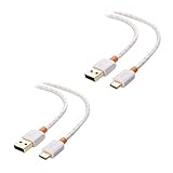 Cable Matters 2-Pack USB Type C (USB-C) to Type A (USB-A) Cable with Braided Jacket in White 3.3 Feet