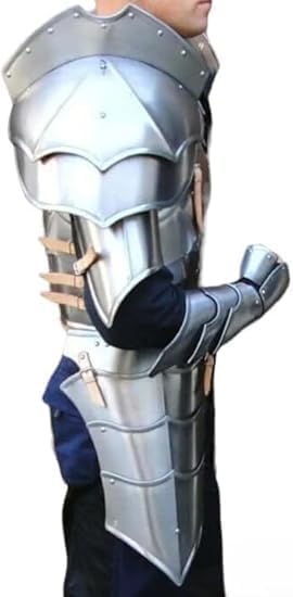Medieval Half Body Plated Armor Suit Cuirass & Pauldrons/Gauntlets., Standard, Silver