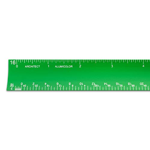 Image of Alumicolor Aluminum Architect Hollow Scale for School, Office, Art and Drafting, 12IN, Green
