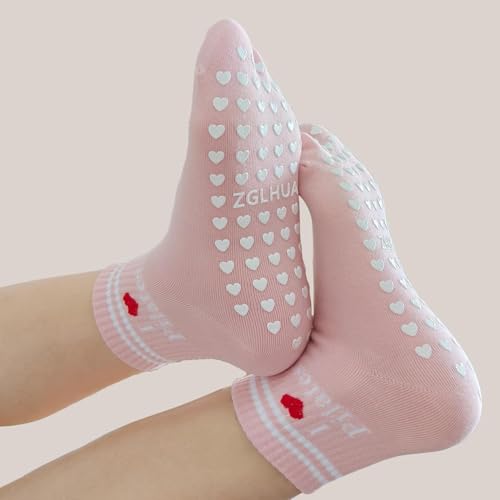Image of Pilates Socks for Mother's Day,Women Pilates Heart Grip Socks Cuffs,Anti-Skid Cotton Grip for Ballet,Home,Studio 1Pair