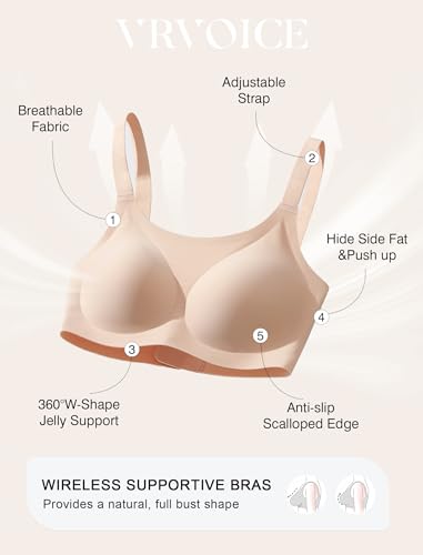 Image of Jelly Wireless Bras for Women No Underwire Push Up Seamless Full Coverage Bralettes Support Lift Everyday Bra
