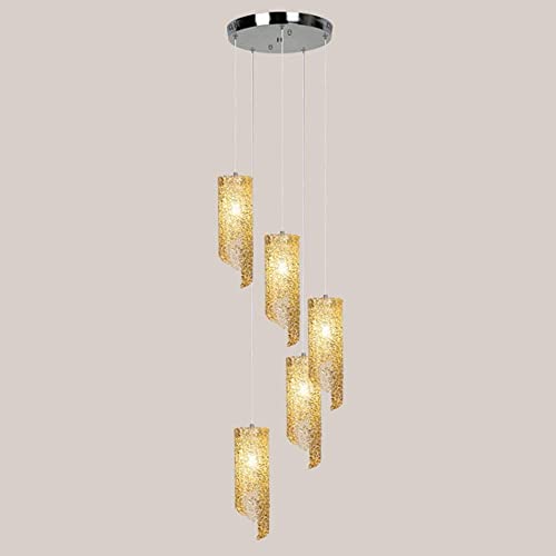 Grand lustre suspension en spirale pour escalier et salon de maison duplex