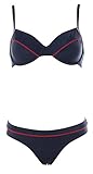 Top 36D, Slip 34 Strandladen Damen Bügel Bikini Navy Top 36 Cup D Slip 34