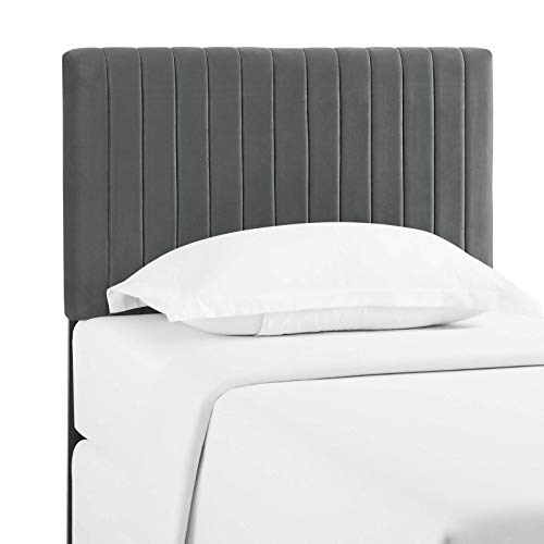 Modway Keira Channel Tufted Performance Velvet Upholstered Twin Headboard in Gray by Modway - Used condition - Image 2